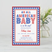 Red White & Due Stars 4 juli Baby shower Kaart (Staand voorkant)