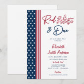 Red White & Due Stars 4 juli Baby shower Kaart (Voorkant / Achterkant)