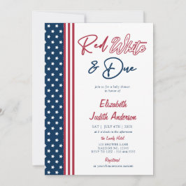 Red White & Due Stars 4 juli Baby shower Kaart