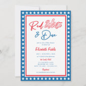 Red White & Due Stars 4 juli Baby shower Kaart (Voorkant)