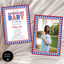 Red White & Due Stars 4 juli Baby shower