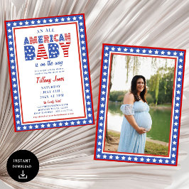 Red White & Due Stars 4 juli Baby shower Kaart