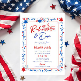 Red White & Due Stars 4 juli Baby shower Kaart