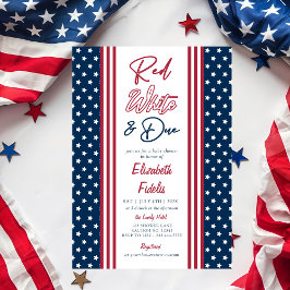 Red White & Due Stars 4 juli Baby shower Kaart