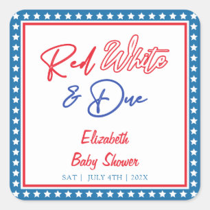 Red White & Due Stars 4 juli Baby shower Vierkante Sticker