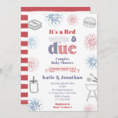 Red White Due Summer Baby shower Party Kaart (Voorkant / Achterkant)