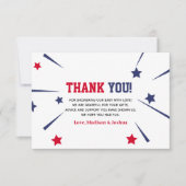 Red White Due Theme 4th van juli Baby shower Bedankkaart (Voorkant)