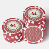 Red White Elegant Abstract Circles Patroon Pokerchips (Opstapeling)