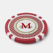 Red White Elegant Abstract Circles Patroon Pokerchips (Enkel)