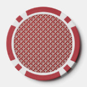 Red White Elegant Abstract Circles Patroon Pokerchips (Achterkant)