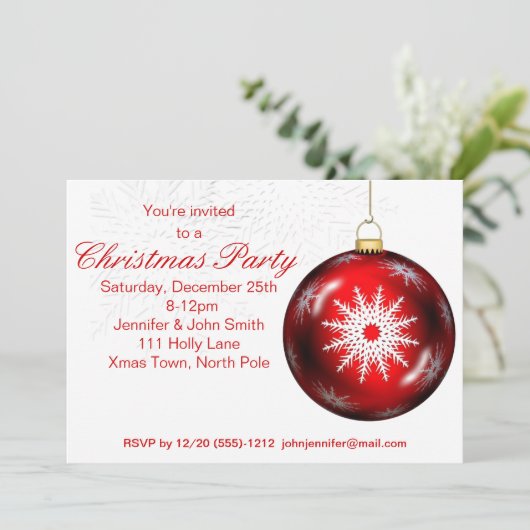 Red White  Elegant kerstfeest Kaart (Staand voorkant)