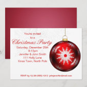 Red White  Elegant kerstfeest Kaart (Voorkant / Achterkant)