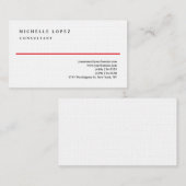 Red White Elegant Plain Professional Linen Visitekaartje (Voorkant / Achterkant)