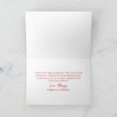Red White Elegant Wavy Border Wedding Bedankkaart (Binnen)
