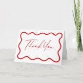 Red White Elegant Wavy Border Wedding Bedankkaart (Voorkant)