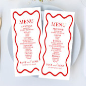 Red White Elegant Wavy Border Wedding Food Menu