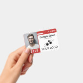 Red White Employee ID Foto & Large Logo Badge (Handheld)