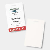 Red White Employee ID Large Logo Badge (Voor- en achterkant)