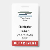 Red White Employee ID Large Logo Badge (Voorkant)