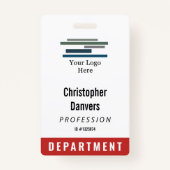 Red White Employee ID Large Logo Badge (Voorkant)