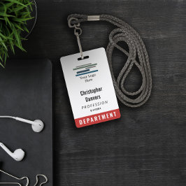 Red White Employee ID Large Logo Badge