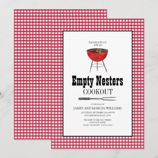 Red White Empty Nesters Cookout Barbecue Kaart (Voorkant / Achterkant)