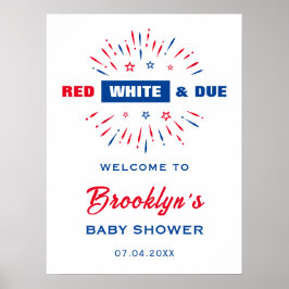 Red White en 4 juli Baby shower - Welkom Poster