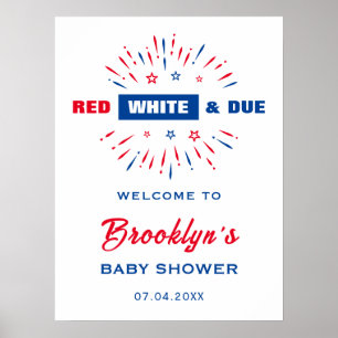 Red White en 4 juli Baby shower - Welkom Poster