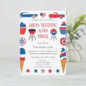 Red White en BBQ op 4 juli Kaart (Staand voorkant)