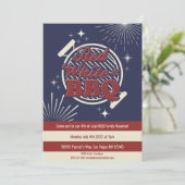 Red White en BBQ Punny 4 juli Family Reunion Kaart (Staand voorkant)