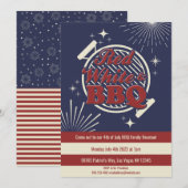 Red White en BBQ Punny 4 juli Family Reunion Kaart (Voorkant / Achterkant)