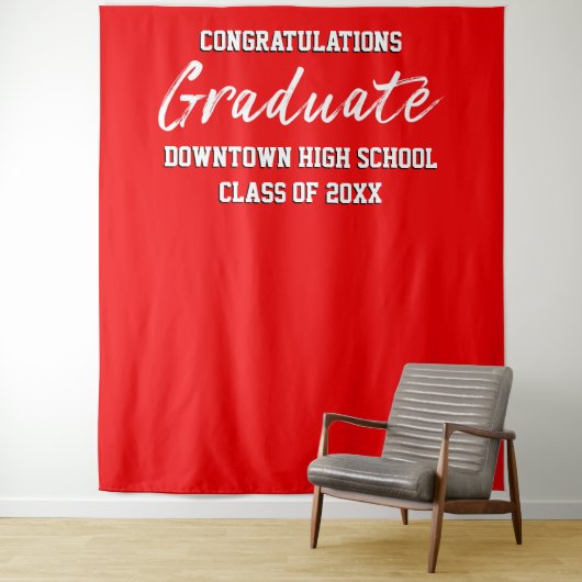 Red White en Black Gefeliciteerd Afstuderen Wandkleed (In situ)