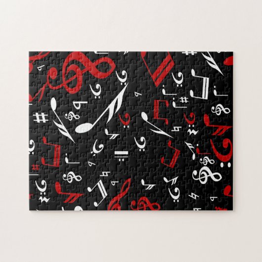 Red White en Black Musical Notes Legpuzzel (Horizontaal)