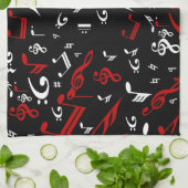 Red White en Black Musical Notes Theedoek (Gevouwen)