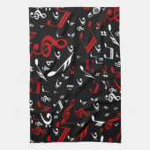Red White en Black Musical Notes Theedoek (Verticaal)