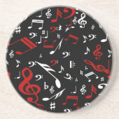 Red White en Black Musical Notes Zandsteen Onderzetter (Voorkant)