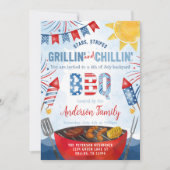 Red White en Blue 4 juli backyard BBQ Party Kaart (Voorkant)