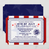 Red White en Blue 4 juli BBQ Invite Kaart (Voorkant / Achterkant)