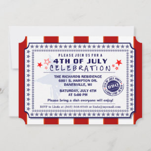 Red White en Blue 4 juli BBQ Invite Kaart