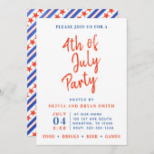 Red White en Blue, 4 juli, partijuitnodiging Kaart (Voorkant / Achterkant)
