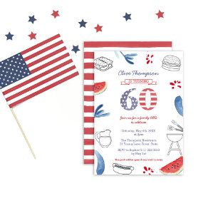 Red White en Blue 60th Birthday Party Cookout IV Kaart