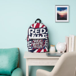 Red White en Blue America Bedrukte Rugzak