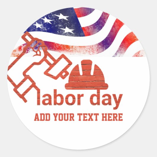 Red White en Blue America Vlag Labourdag Ronde Sticker (Voorkant)