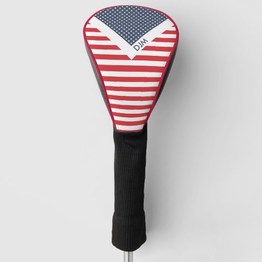 Red White en Blue American Flag Monogrammed Golfheadcover (Voorkant)
