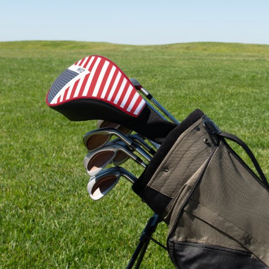 Red White en Blue American Flag Monogrammed Golfheadcover (Insitu)
