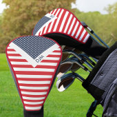 Red White en Blue American Flag Monogrammed Golfheadcover
