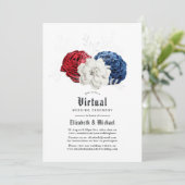 Red White en Blue American Online Virtual Wedding Kaart (Staand voorkant)