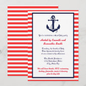 Red White en Blue Anchor - partijuitnodiging Kaart (Voorkant / Achterkant)