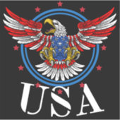 Red White en Blue Bald Eagle USA Patriotic Sticker (Voorkant)