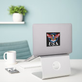 Red White en Blue Bald Eagle USA Patriotic Sticker (Laptop op bureau)